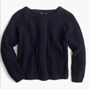 J.Crew Crop Navy cotton cable knit sweater.